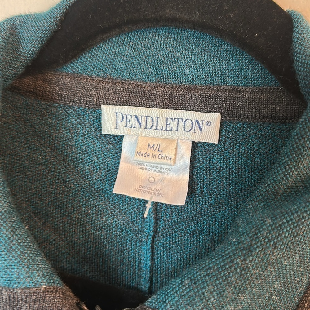 Pendleton Merino Wool grey teal Cape Poncho size M/L - Picture 2 of 6